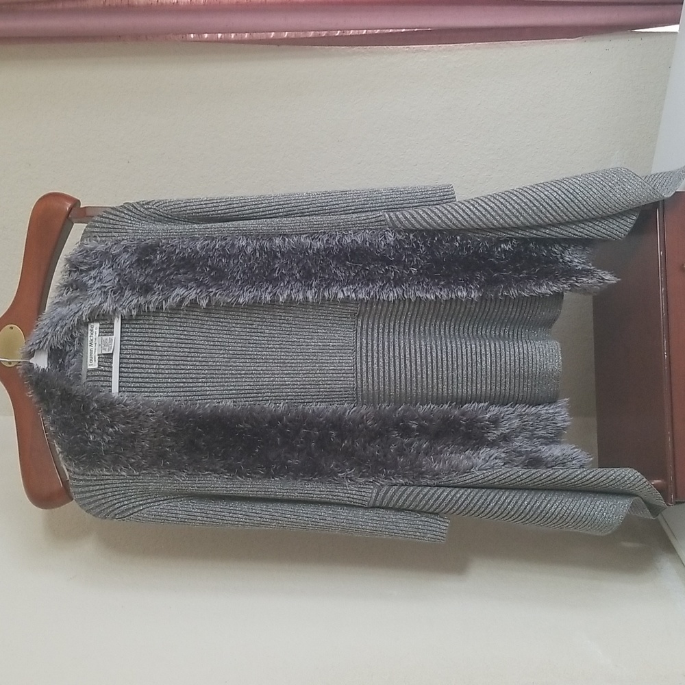 Metallic Open Long Sleeved Cardigan Sweater